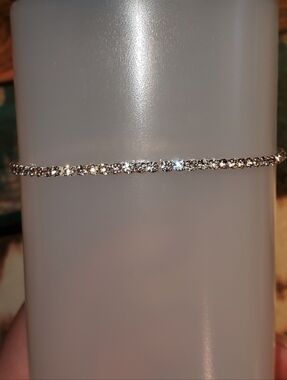 B2G1F Classic Silver Tennis Bracelet with Clear Stones, NEW